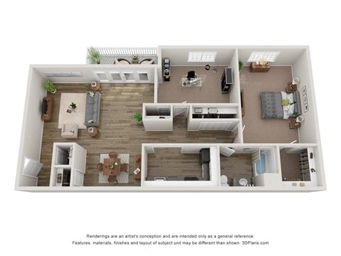 Floor plan for 2 beds, 1 bath, 925 sqft